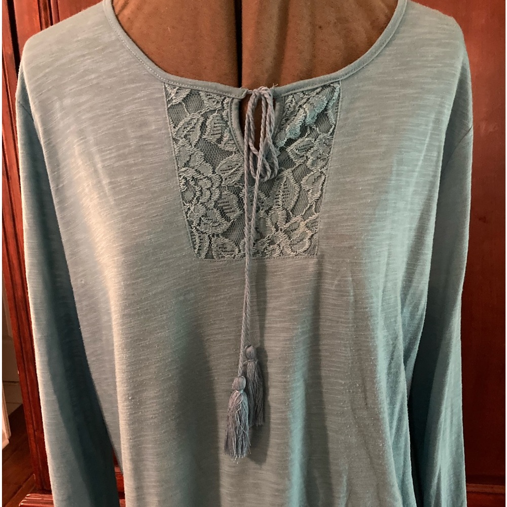Faded Glory Teal Tie Neck Tunic